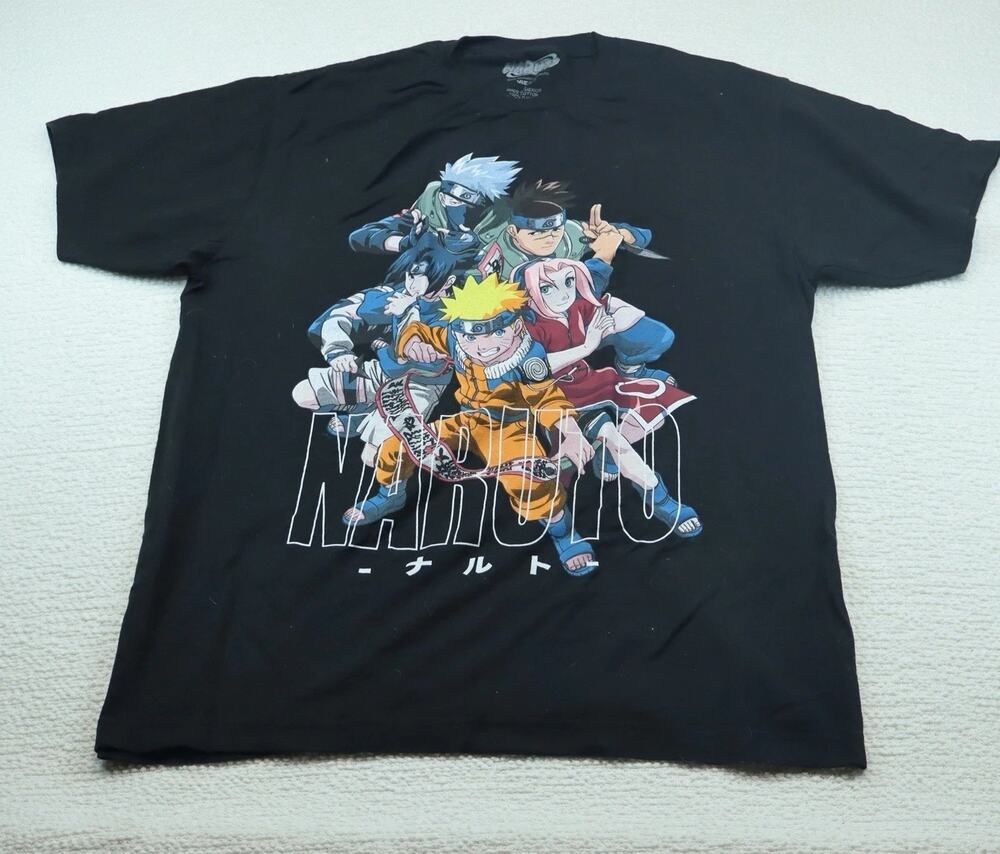 Naruto T-shirt XL Black Shonen Jump Anime Entire Cast T-Shirt L 2002